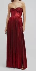 $751 Vestido para mujer Bronx & Banco rojo metálico sin tirantes plisado talla XL - Imagen 1 de 4