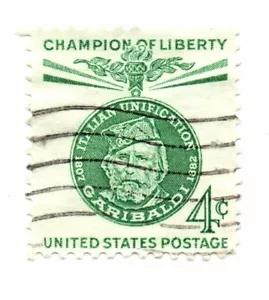 Estados Unidos 4 centavos "Giuseppe Garibaldi" unificación italiana 1960 Scott #1168 usado (a2) - Imagen 1 de 2