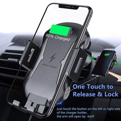 Cargador de coche inalámbrico automático montaje de carga rápida sujeción ventilación de aire soporte de teléfono Foto 1 de 4