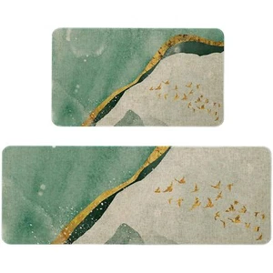® Turquoise Kitchen Rugs and Mats 2 Pieces Teal Cushioned Anti-Fatigue Kitche... - Picture 1 of 7