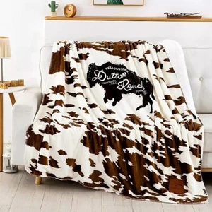 Yellowstone Throw Blanket Sherpa 60 X 70 Dutton Ranch Buffalo Print TV Show NWT - Picture 1 of 7