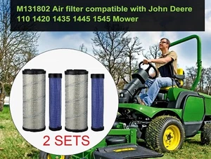 🆕 2 juegos de filtros de aire exteriores e interiores M131802 M131803 para tractores John Deere - Imagen 1 de 8