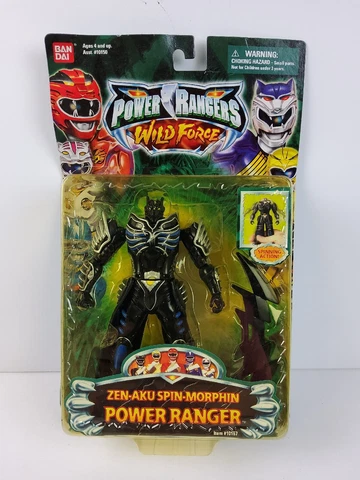 Power Rangers Wild Force Zen Aku Spin Morphin 6” Figure Head Flip Black 2002 NEW Cover