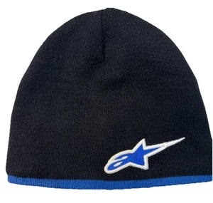 Alpinestars Beanie (One Size Fits Most) Black Blue White Motorsport Cap - Picture 1 of 7