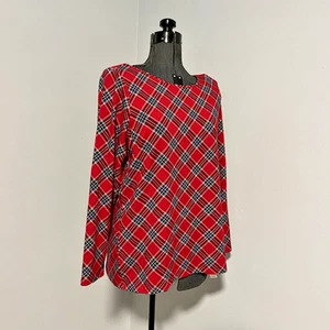 TALBOTS ~ CAMISETA ROJA a Cuadros Cuello Redondo Talla 1X - Imagen 1 de 6