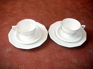 2 x 3-tlg. Kaffee-Set Rosenthal Form - Maria in weiß - Bild 1 von 2