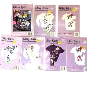 Vntg 90s Iron on Transfer Glitzy Shirts Applique Kits Glitzy Bitz Lame Pieces - Picture 1 of 8