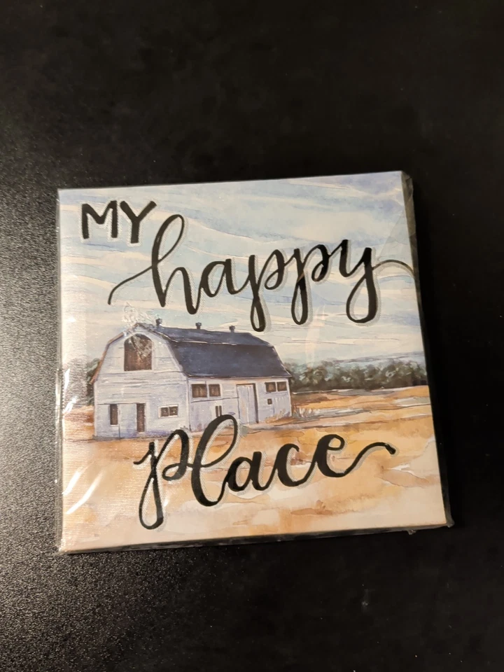 Arte de pared My Happy Place lienzo cuadro decoración del hogar cocina granero granja 7" x 7,5" Foto 1 de 1