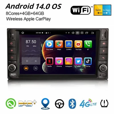 64GB Android 14 DAB+ Autoradio Navi Carplay Wifi Toyota RAV4 Corolla Hilux Prado - Bild 1 von 4