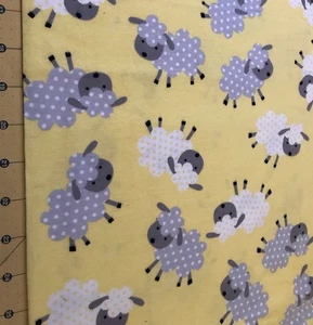 Lambs On Yellow 24” X 42” Flannel fabric #1144b - Picture 1 of 1