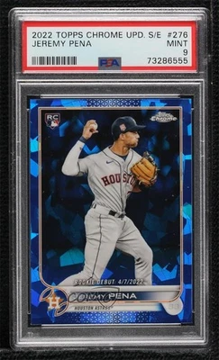 2022 Topps Chrome Update Sapphire Edition Debut Jeremy Pena PSA 9 MINT Rookie RC - Image 1 of 2