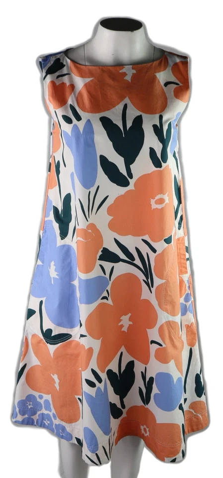 MARIMEKKO UNIQLO US Women’s S Blue Orange Floral Sleeveless A-Line Shift Dress - Image 1 of 4