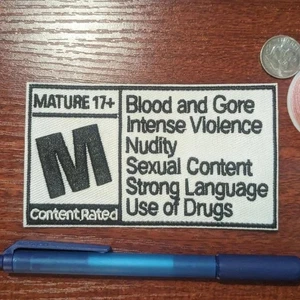 Reifer Inhalt Aufnäher Gaming Punk Goth bestickt Bügelbild Patch 2,25x4" - Bild 1 von 3