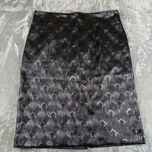 Worthington Pencil Skirt Women's 16 Black Silver Peacock Dressy Metallic (0986) - Picture 1 of 11