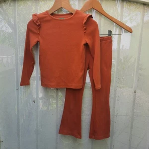 365 Kids by Garanimals 2 Piece Long Sleeve Shirt Flare Pants Outfit Set Size 5 - Picture 1 of 6