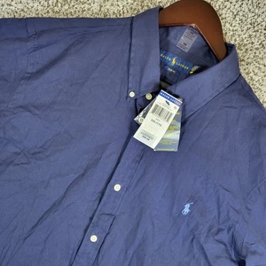 Camicia Ralph Lauren uomo XXL blu navy slim fit con bottoni manica lunga - Foto 1 di 11