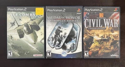 Ace Combat 5 + MOH European Assault + Civil War - PlayStation 2 Lot - Tested - Image 1 of 4
