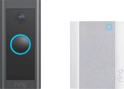 Ring - Wi-Fi Smart Video Doorbell - Wired with Chime - Black - Image 1 of 4