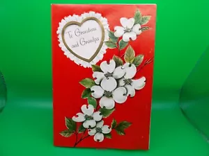 Biglietto di San Valentino vintage anni '50 cuore e fiori di legno di cane nonna - Foto 1 di 4