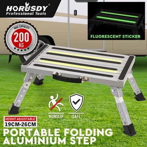 Illuminated Folding Stool Aluminium Step Adjustable Hight Platform Caravan 200KG - Picture 1 of 10