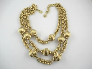 Collar Givenchy Vintage Texturizado Tono Oro 3 Hilos 18" + 4" Extensor - Imagen 1 de 4