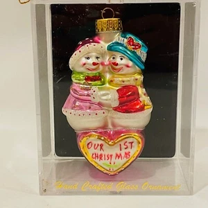 Unser 1. Weihnachtsglas Ornament 4" Originalkarton Schneemänner - Bild 1 von 8