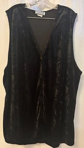 VTG 90s Black Crushed Velvet Vest 3X Plus Size Gothic Club Punk Rock - Picture 1 of 7