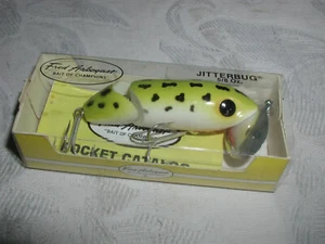 ORIGINAL ARBOGAST JITTERBUG 5/8oz. Jointed Clicker BIG GREEN FROG BARSCHKÖDER, NOS - Bild 1 von 6