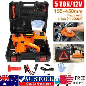 Car Jack 12V DC 5 Ton Electric Hydraulic Floor Lift Jack Tire Inflator Pump Tool - Picture 1 of 14