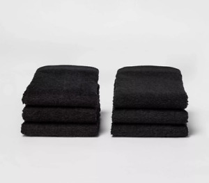 12 Pack Target Room Essentials 100% Cotton Washcloths Ebony Jet Black