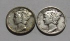 Lot of (2) 1945 S Mercury Dime - Nice Mixed Condition - 178Su