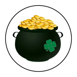 st patrick's day Stickers, labels, tags, pot of gold, shamrock - Picture 1 of 1
