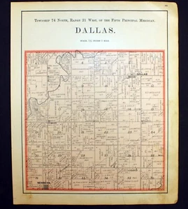 1901 Plat Map Dallas Township Marion County Iowa Bauer Newbern - Picture 1 of 7
