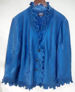 P VINTAGE Adrianna Papell Damen 22W Evening Essentials Jacke blau Rüschen - Bild 1 von 11