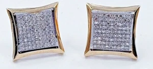 10KT Yellow Gold Pave 0.60 CTW Diamond Earrings Screw Back - Picture 1 of 6