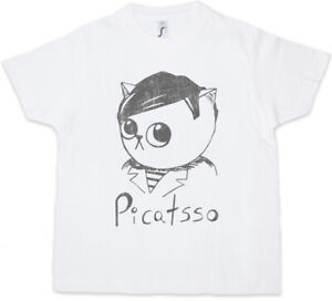 Picatsso Kinder Jungen T-Shirt Cat Cats Pablo Student Arts Picasso Fun Teacher