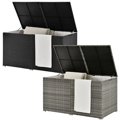 Auflagenbox Polyrattan Aufbewahrungsbox Gartenbox Kissenbox 950L Deckel Juskys®