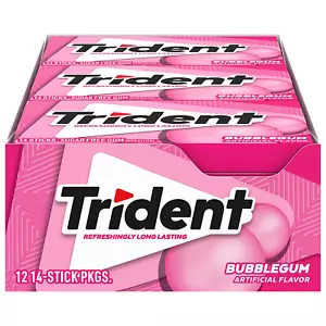 Bubblegum Sugar Free Gum, 12 Packs of 14 Pieces (168 Total Pieces) - Picture 1 of 12