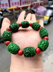 Certified Natural Ice Green Burmese Beads Jade jadeite Bracelets Bangle - Picture 1 of 8