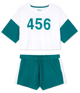 Ladies Pyjamas SQUID GAME Women 6 to 24 Boxy T-Shirt & Shorts Nightwear Primark - Picture 1 of 14