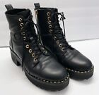 Vince Camuto Black Leather Lace-Up Mecal Chunky Boots Women?S Size 9.5