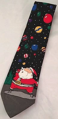 Corbata de Navidad Hallmark Papá Noel soplando burbujas adornos felices fiestas  Foto 1 de 3