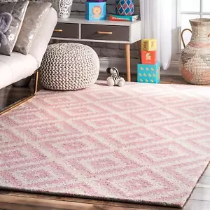 Pink Color Unique Carpet Wool & Blend Carpet for Living Room & Bedroom Handmade - Picture 1 of 6