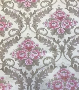 10m Cream Lemon Embossed Feature wallpaper sticky plastic vinyl Fablon Floral UK - Picture 1 of 4