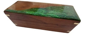 Epoxidharz Stiftbox, Büro Tischplatte Organizer, Federmäppchen aus Holz Resin Box - Bild 1 von 17