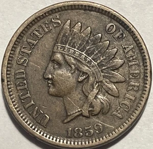 Centavo cabeza india 1859 - XF/XF+ detalles. (lote 63) - Imagen 1 de 2