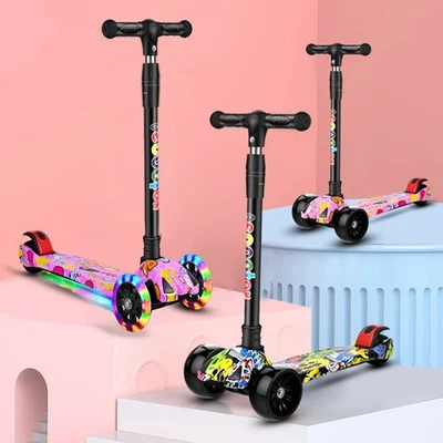 Monopattino pieghevole per bambini ruote LED scooter per bambini triciclo scooter scooter da città - Immagine 1 di 4
