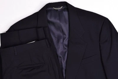 Vintage Christian Dior Monsieur Classic Solid Navy Suit 42 S Pleated Pants 34x29 - Image 1 of 4