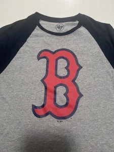 Boston Red Sox Shirt Mens Large Gray '47 Brand Short Sleeve Big B Logo Used - Picture 1 of 7