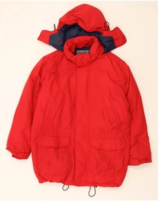 LANDS END Mens Hooded Padded Jacket UK 42/44 Large Red Nylon CC15 - Image 1 of 3